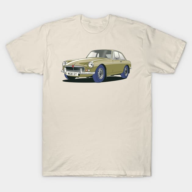 MGB GT Vintage Car in Bronze Metallic T-Shirt by Webazoot